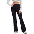 Cross High Waist Tight Flare Yoga Pants Black Bootcut Elastic Wide Leg Workout Trousers