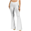 Cross High Waist Slim Flare Yoga Pants White Bootcut Elastic Trousers