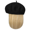 Honyy Bob Hat Wig 9.5 Inch Straight Short Synthetic Bobo wigs Hat with hair Natural balck French Wool Artist Attached