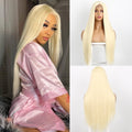 Long Straight Brown Mix Blonde Wigs for Women Middle Part Cosplay Wig