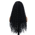 Afro Curly Long Brown Natural Water Wave Wig with Headband