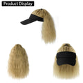 Honyy Open Top Ponytail Medium Length Water Ripple Wig Black Hat Wig