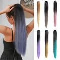 Color Gradient Straight Hair Claw Clip Ponytail 26inch