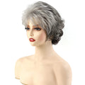 Short Gray Pixie Cut Wigs for White Women Silver Grey Curly Wig