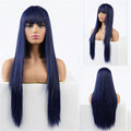 Long Straight Wig with Bangs for Women