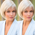 2021 New Charming Straight White Gold Short Wig