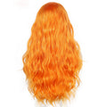 Orange Lace Front Wig Body Wave Long Wavy Curly Synthetic Wigs 150% Density Natural Hairline Hair Replacement Hair Wig for Women 24 inches