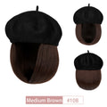 Honyy Bob Hat Wig 9.5 Inch Straight Short Synthetic Bobo wigs Hat with hair Natural balck French Wool Artist Attached