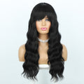 Long Black Wig Wavy Wigs with Bangs