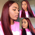 Indian Red Straight Lace Front Human Hair Wigs